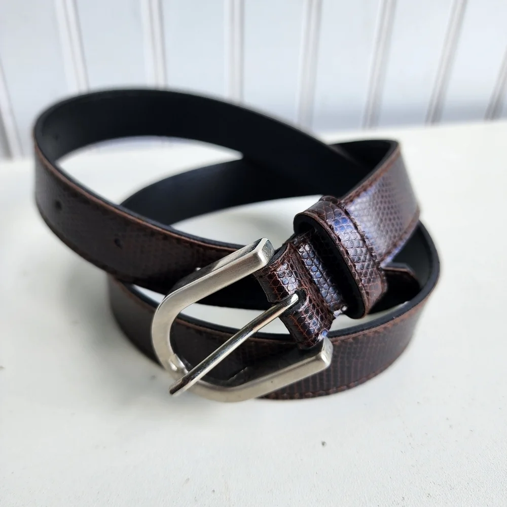 Girls Brown Embossed Reptile Print 1